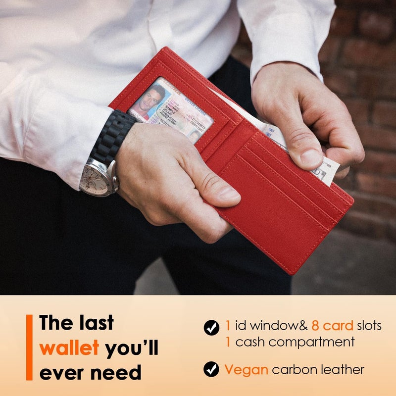 RUNBOX Wallet for Men Slim Leather Bifold RFID Blocking Minimalist Front Pocket Design with Gift Box - Image 2